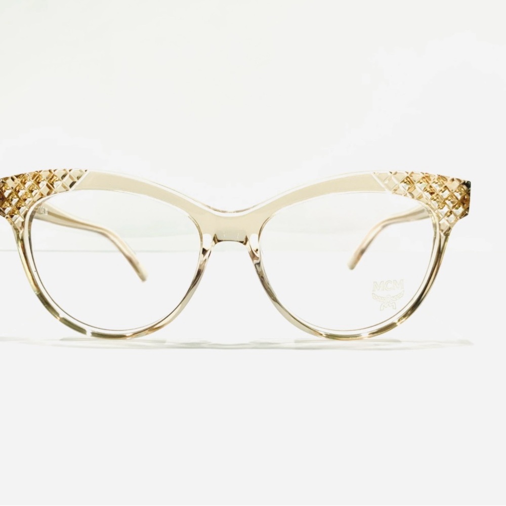 MCM Gold Cat-Eye Glasses with Filigree Detail